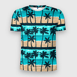 Футболка спортивная мужская Пляжные пальмы паттерн, цвет: 3D-принт