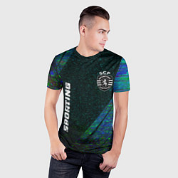 Футболка спортивная мужская Sporting glitch blue, цвет: 3D-принт — фото 2