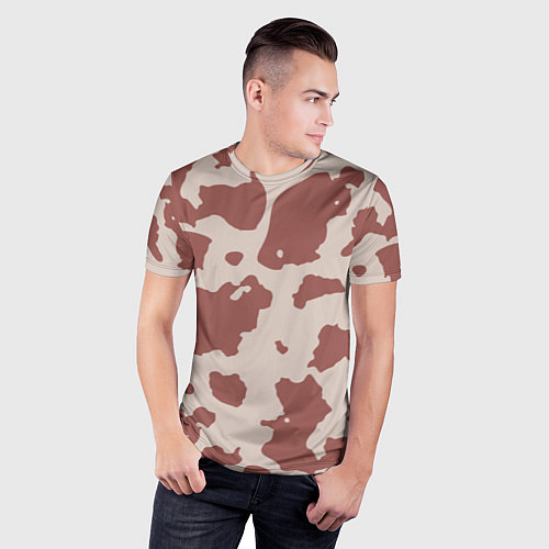 Мужская спорт-футболка Коровий паттерн коричневого цвета / 3D-принт – фото 3