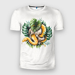 Футболка спортивная мужская Змея в черепе с листьями, цвет: 3D-принт