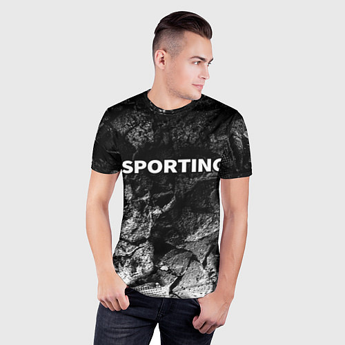 Мужская спорт-футболка Sporting black graphite / 3D-принт – фото 3