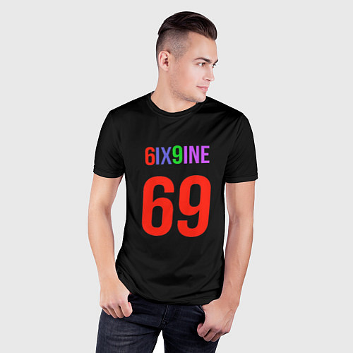 Мужская спорт-футболка 6ix9ine logo / 3D-принт – фото 3