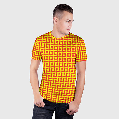 Мужская спорт-футболка Паттерн красных квадратов / 3D-принт – фото 3