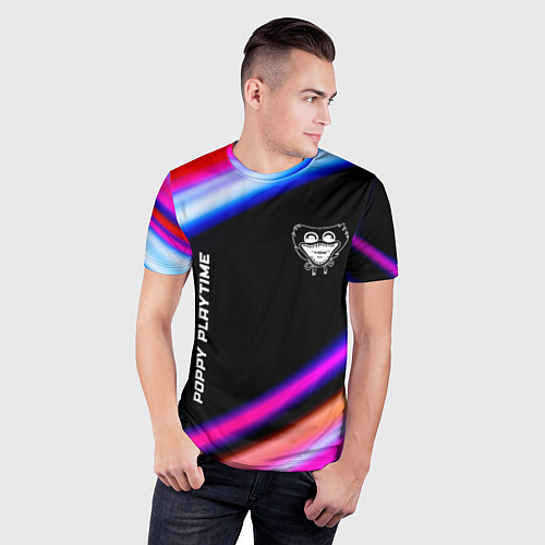 Мужская спорт-футболка Poppy Playtime speed game lights / 3D-принт – фото 3