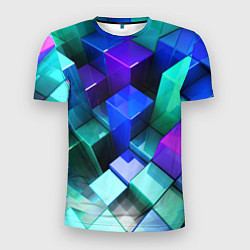 Мужская спорт-футболка Неоновые кубы текстура