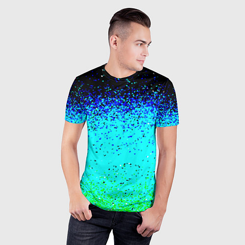 Мужская спорт-футболка Пикселизация неоновых цветов / 3D-принт – фото 3