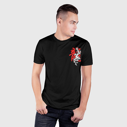 Мужская спорт-футболка Иероглиф - китайский дракон / 3D-принт – фото 3