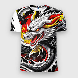 Футболка спортивная мужская Огнедышащий дракон в японском стиле, цвет: 3D-принт