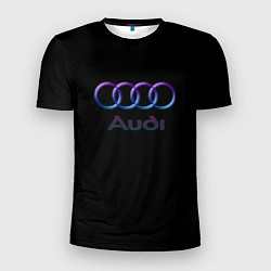 Футболка спортивная мужская Audi neon logo, цвет: 3D-принт