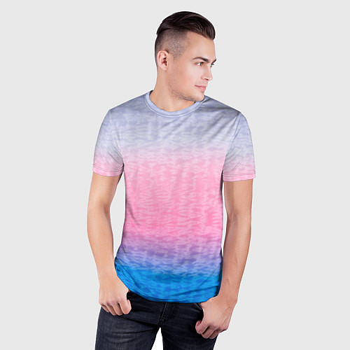 Мужская спорт-футболка Tie-dye color gradient: pink-blue / 3D-принт – фото 3