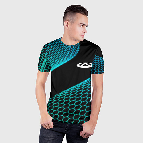 Мужская спорт-футболка Chery electro hexagon / 3D-принт – фото 3
