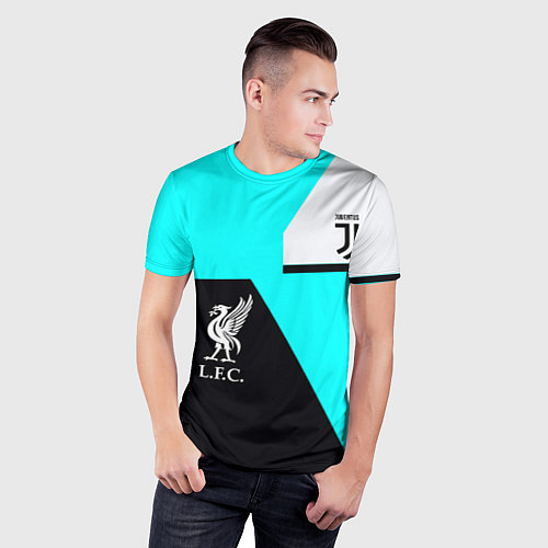 Мужская спорт-футболка Juventus x Liverpool geometry / 3D-принт – фото 3