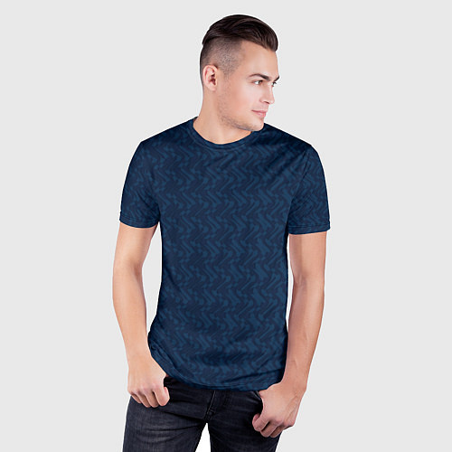Мужская спорт-футболка Тёмный синий текстурированный однотонный / 3D-принт – фото 3