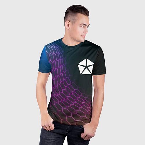 Мужская спорт-футболка Jeep neon hexagon / 3D-принт – фото 3