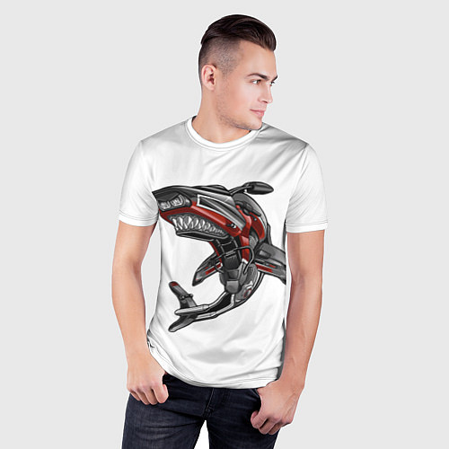Мужская спорт-футболка Moto shark / 3D-принт – фото 3