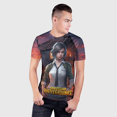 Мужская спорт-футболка PUBG девушка в игре / 3D-принт – фото 3