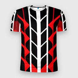 Футболка спортивная мужская White and red lines on a black background, цвет: 3D-принт