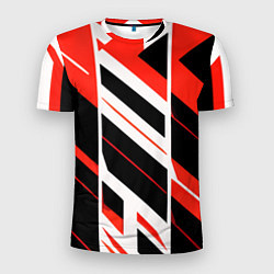 Футболка спортивная мужская Black and red stripes on a white background, цвет: 3D-принт