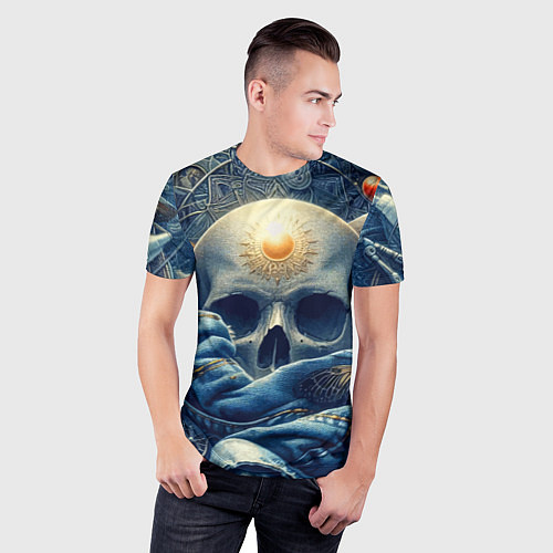 Мужская спорт-футболка Авангардная композиция с черепом - нейросеть / 3D-принт – фото 3
