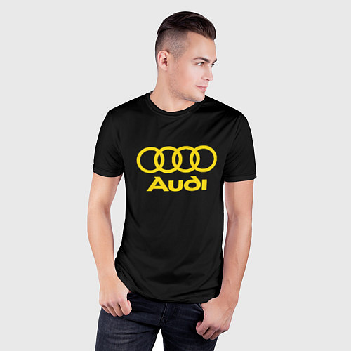 Мужская спорт-футболка Audi logo yellow / 3D-принт – фото 3