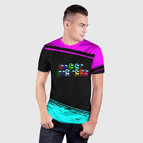 Мужская спорт-футболка Among us neon colors / 3D-принт – фото 3
