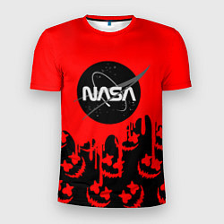 Футболка спортивная мужская Marshmello x Nasa red, цвет: 3D-принт