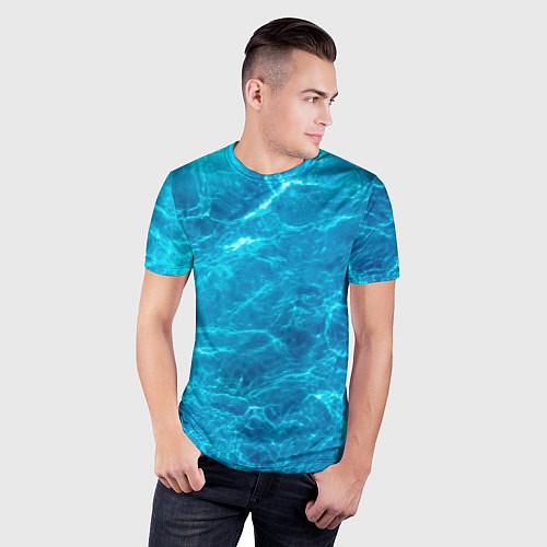 Мужская спорт-футболка Водная текстура / 3D-принт – фото 3