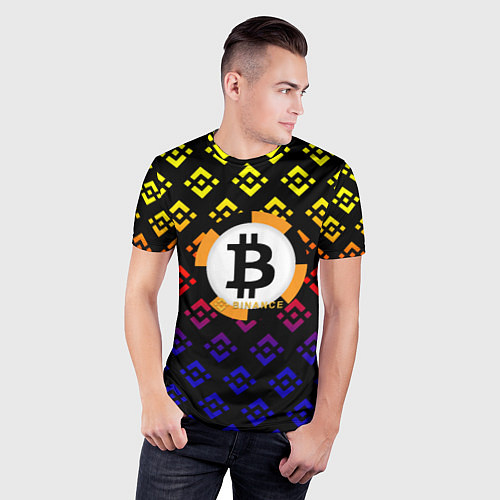 Мужская спорт-футболка Bitcoin binance / 3D-принт – фото 3