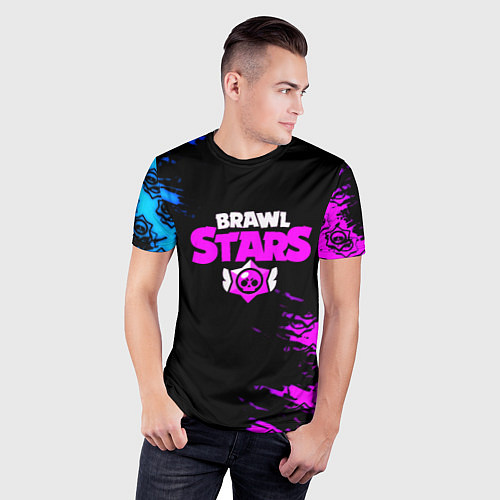 Мужская спорт-футболка Brawl stars neon colors / 3D-принт – фото 3