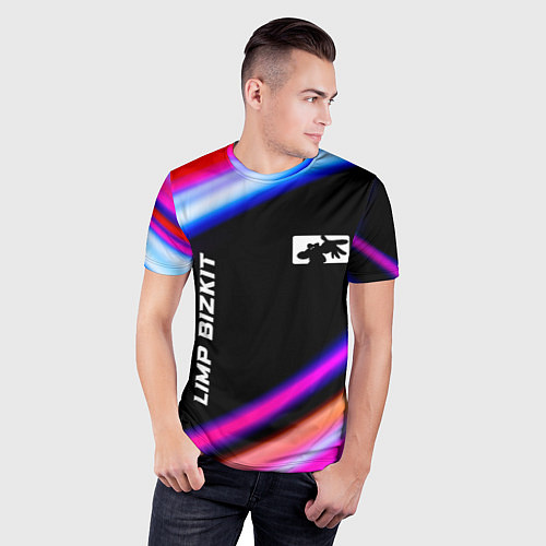 Мужская спорт-футболка Limp Bizkit neon rock lights / 3D-принт – фото 3
