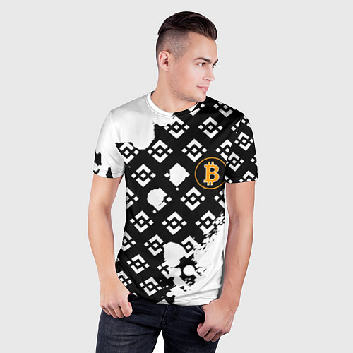 Мужская спорт-футболка Bitcoin pattern binance / 3D-принт – фото 3