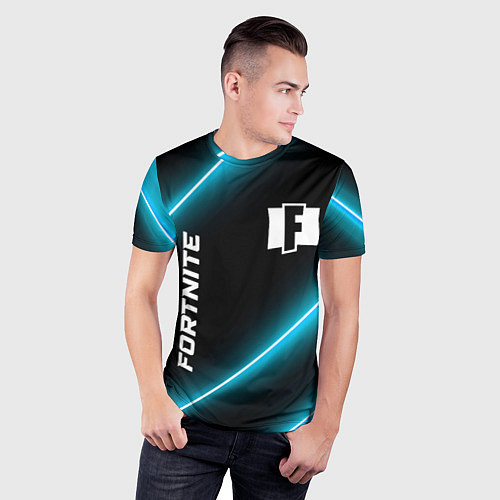 Мужская спорт-футболка Fortnite неоновые лампы / 3D-принт – фото 3