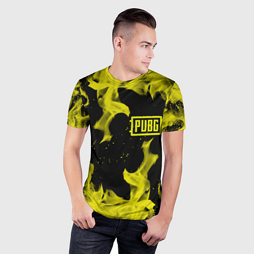 Мужская спорт-футболка PUBG жёлтый огонь / 3D-принт – фото 3