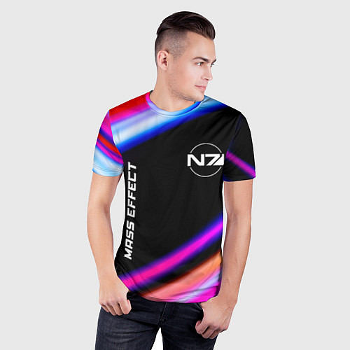 Мужская спорт-футболка Mass Effect speed game lights / 3D-принт – фото 3