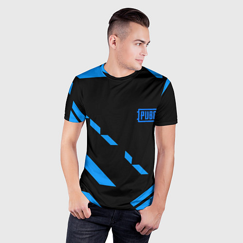 Мужская спорт-футболка PUBG blue geometry / 3D-принт – фото 3