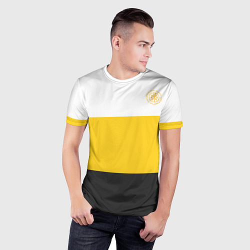 Мужская спорт-футболка За веру царя и святую триединую Русь КЦК желтый / 3D-принт – фото 3
