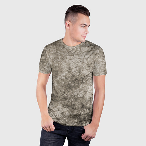 Мужская спорт-футболка Абстракция - серый грязный гранж / 3D-принт – фото 3