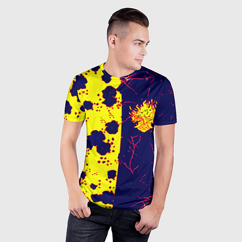 Мужская спорт-футболка Cyberpunk лого текстура / 3D-принт – фото 3