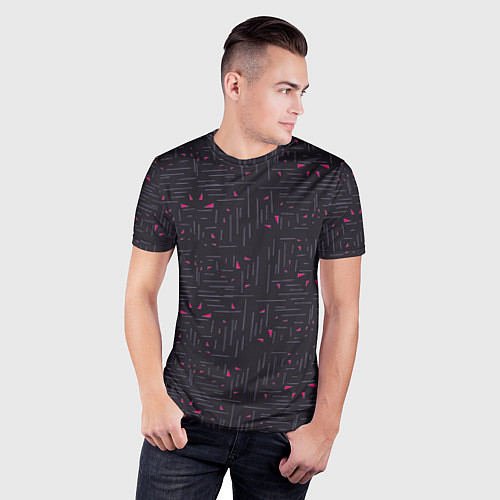 Мужская спорт-футболка Розовые треугольники на темном / 3D-принт – фото 3