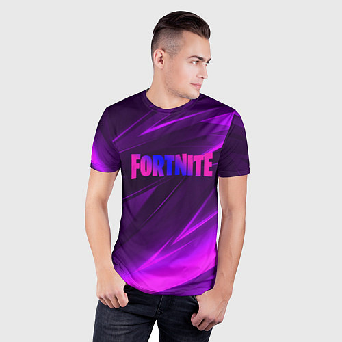 Мужская спорт-футболка Fortnite neon stripes angles logo / 3D-принт – фото 3