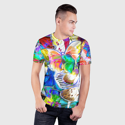 Мужская спорт-футболка Живописные бабочки / 3D-принт – фото 3