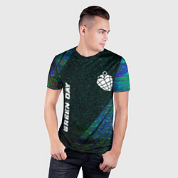 Футболка спортивная мужская Green Day glitch blue, цвет: 3D-принт — фото 2