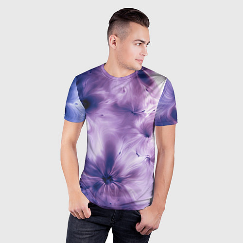 Мужская спорт-футболка Синие и фиолетовые космические абстрактные узоры т / 3D-принт – фото 3