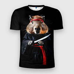 Футболка спортивная мужская Капибара ниндзя, цвет: 3D-принт