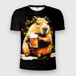 Мужская спорт-футболка Капибара с кружкой пива