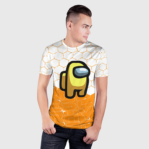 Мужская спорт-футболка Амонг ас оранжевый / 3D-принт – фото 3