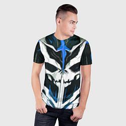 Футболка спортивная мужская Абстрактный белый череп и синие полосы, цвет: 3D-принт — фото 2