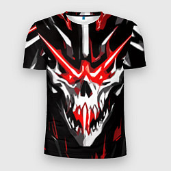 Футболка спортивная мужская Абстрактный белый череп и красные полосы, цвет: 3D-принт