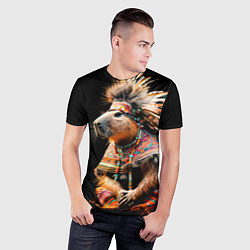 Футболка спортивная мужская Капибара этнический индеец, цвет: 3D-принт — фото 2