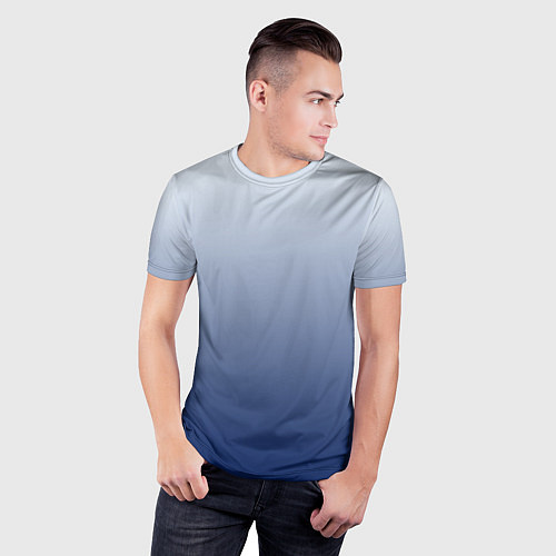 Мужская спорт-футболка Бело синий градиент / 3D-принт – фото 3